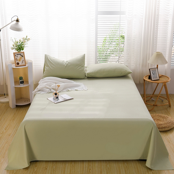 蓝邻家纺 2025新款全棉纯棉磨毛简约系列单床单 青绿