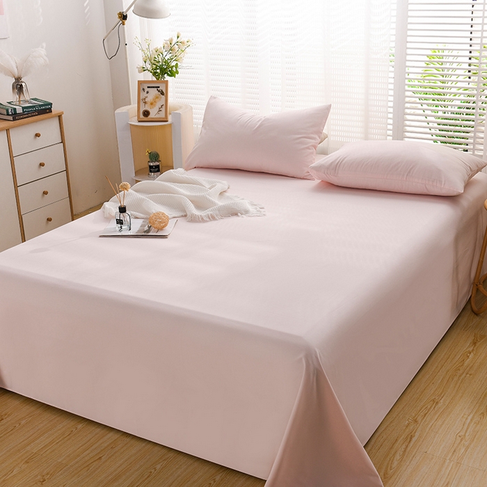 91家纺网 家纺一手货源 找家纺 蓝邻家纺 2025新款全棉纯棉磨毛简约系列单床单 桃花粉