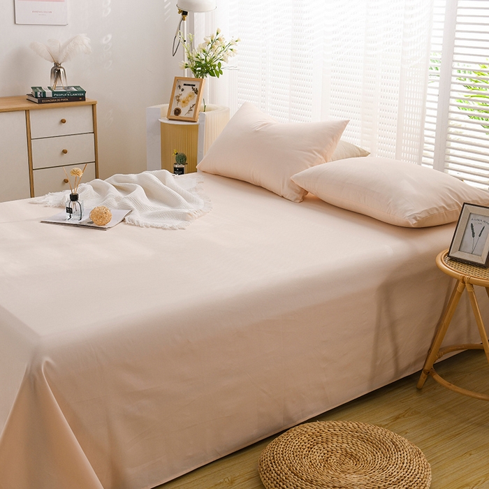 91家纺网 家纺一手货源 找家纺 蓝邻家纺 2025新款全棉纯棉磨毛简约系列单床单 白桃麻薯