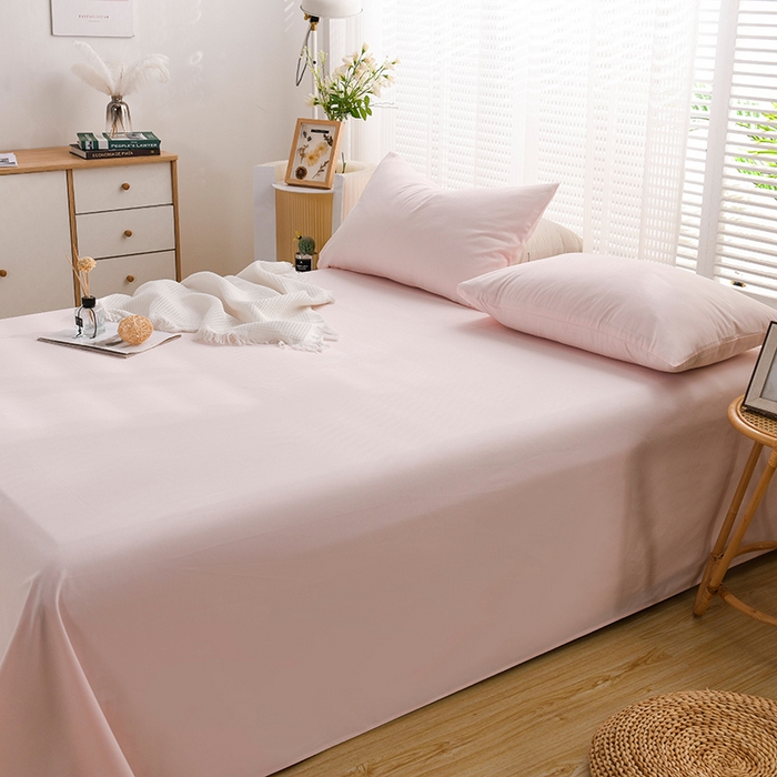 91家纺网 家纺一手货源 找家纺 蓝邻家纺 2025新款全棉纯棉磨毛简约系列单床单 桃花粉