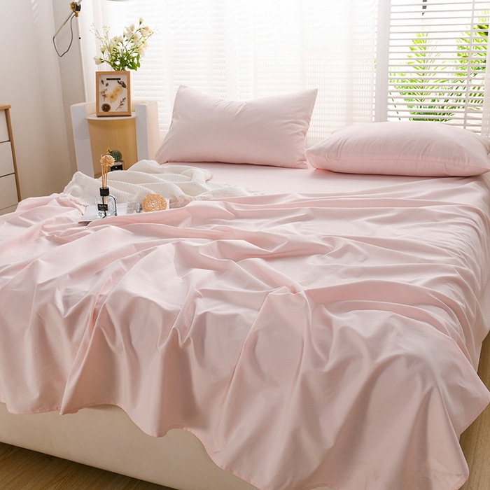 91家纺网 家纺一手货源 找家纺 蓝邻家纺 2025新款全棉纯棉磨毛简约系列单床单 桃花粉