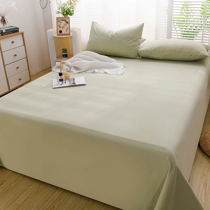 91家纺网 家纺一手货源 找家纺 蓝邻家纺 2025新款全棉纯棉磨毛简约系列单床单 青绿