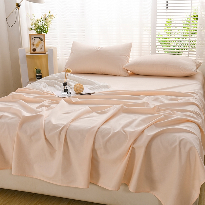 91家纺网 家纺一手货源 找家纺 蓝邻家纺 2025新款全棉纯棉磨毛简约系列单床单 白桃麻薯