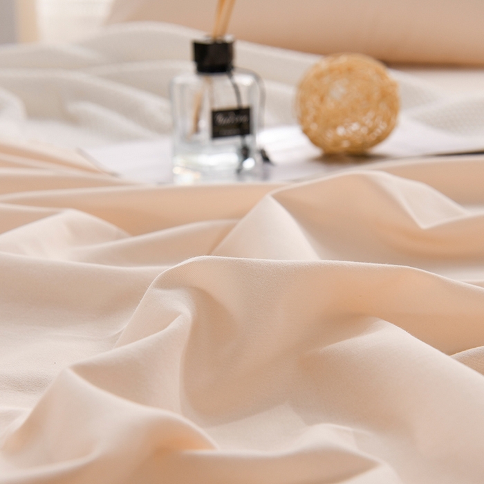 91家纺网 家纺一手货源 找家纺 蓝邻家纺 2025新款全棉纯棉磨毛简约系列单床单 白桃麻薯