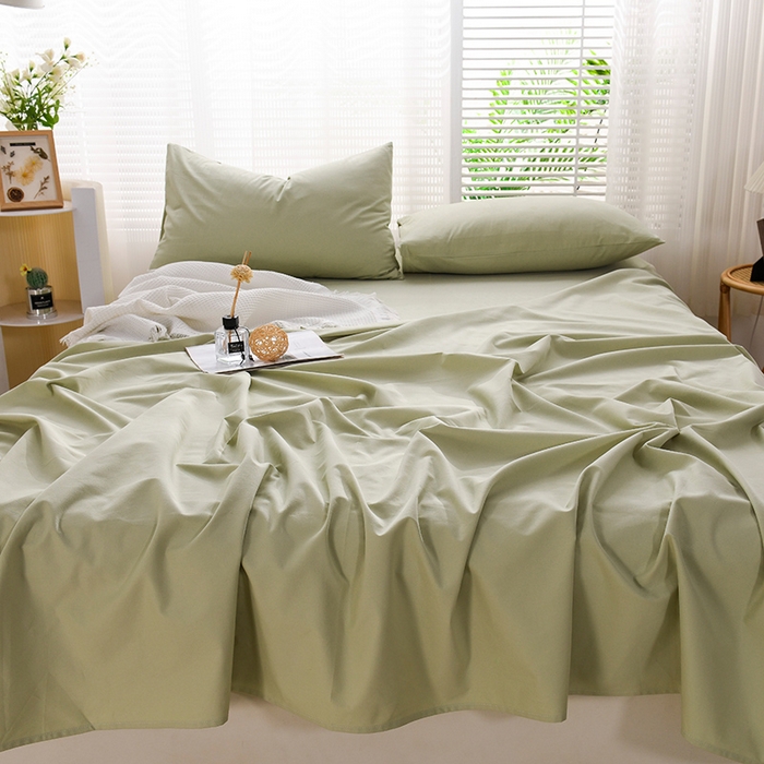 91家纺网 家纺一手货源 找家纺 蓝邻家纺 2025新款全棉纯棉磨毛简约系列单床单 青绿