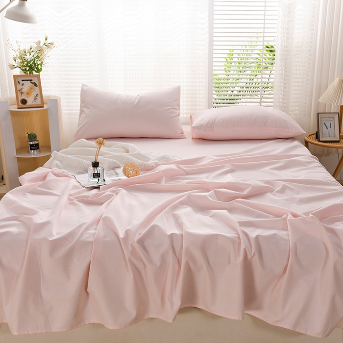 91家纺网 家纺一手货源 找家纺 蓝邻家纺 2025新款全棉纯棉磨毛简约系列单床单 桃花粉