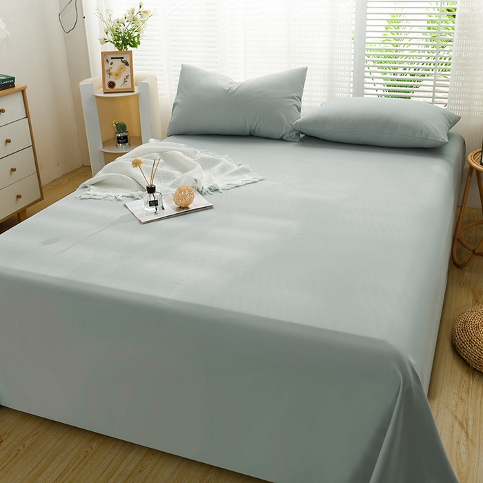 91家纺网 家纺一手货源 找家纺 蓝邻家纺 2025新款全棉纯棉磨毛简约系列单床单 水蓝