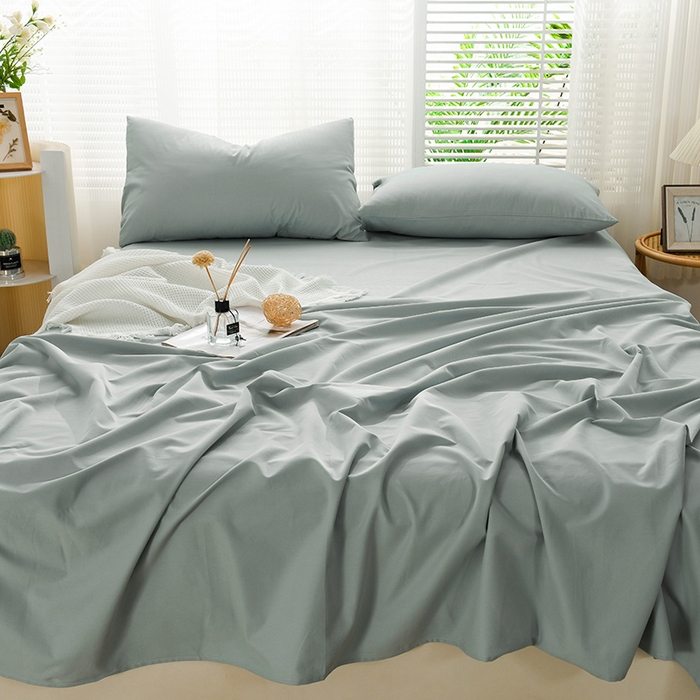 91家纺网 家纺一手货源 找家纺 蓝邻家纺 2025新款全棉纯棉磨毛简约系列单床单 水蓝