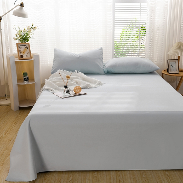 91家纺网 家纺一手货源 找家纺 蓝邻家纺 2025新款全棉纯棉磨毛简约系列单床单 水云蓝