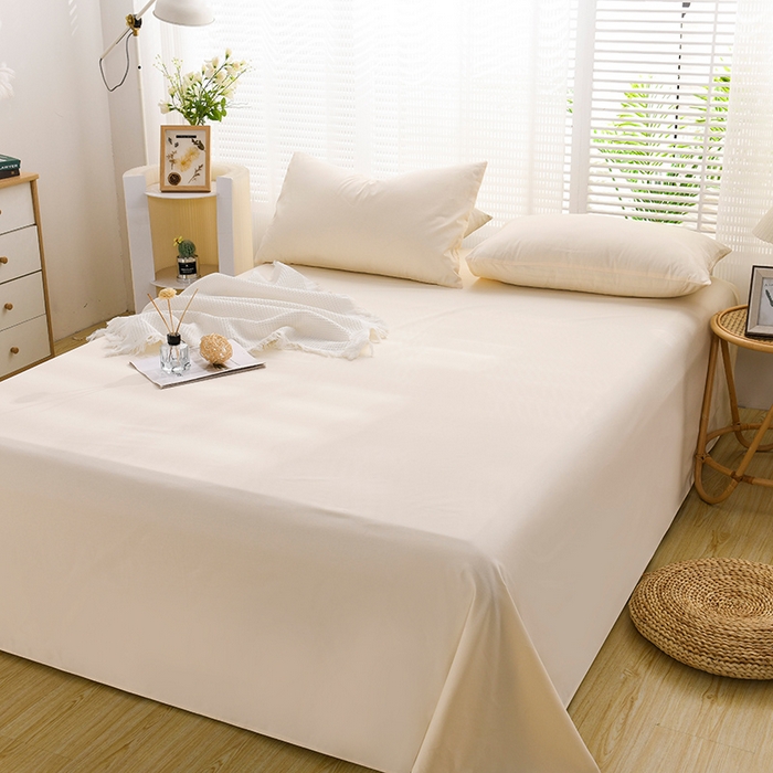 91家纺网 家纺一手货源 找家纺 蓝邻家纺 2025新款全棉纯棉磨毛简约系列单床单 奶油黄