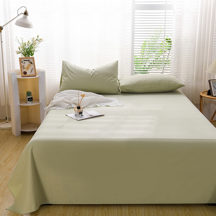 91家纺网 家纺一手货源 找家纺 蓝邻家纺 2025新款全棉纯棉磨毛简约系列单床单 青绿