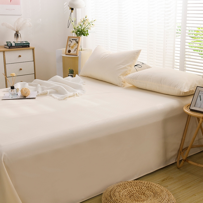 91家纺网 家纺一手货源 找家纺 蓝邻家纺 2025新款全棉纯棉磨毛简约系列单床单 奶油黄