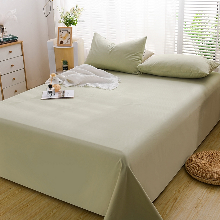 91家纺网 家纺一手货源 找家纺 蓝邻家纺 2025新款全棉纯棉磨毛简约系列单床单 青绿