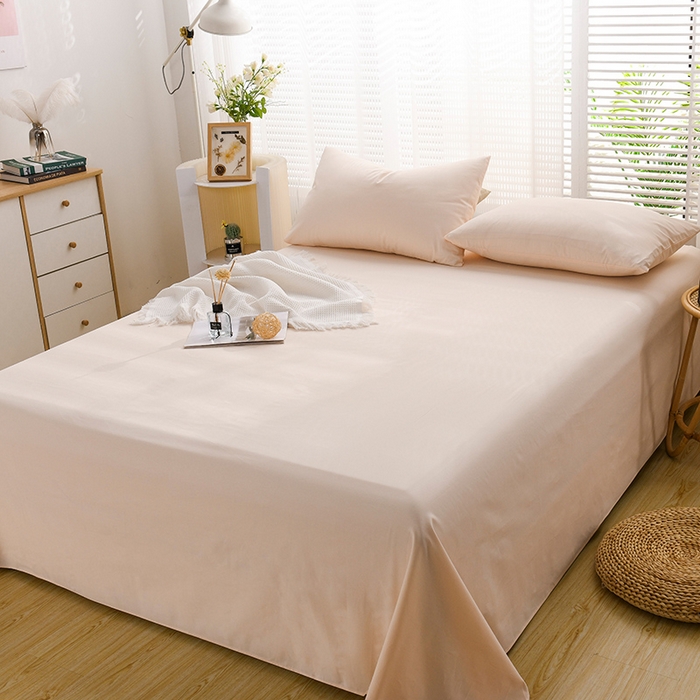 91家纺网 家纺一手货源 找家纺 蓝邻家纺 2025新款全棉纯棉磨毛简约系列单床单 白桃麻薯