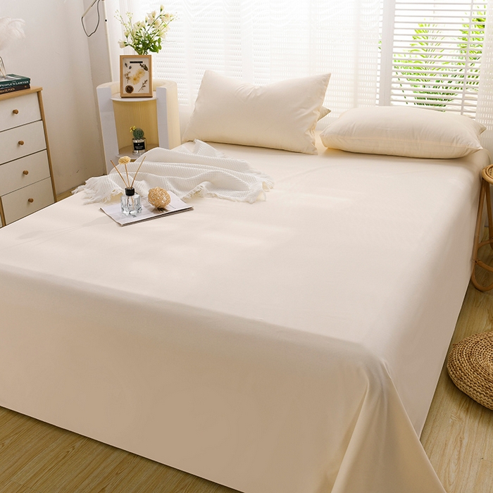 91家纺网 家纺一手货源 找家纺 蓝邻家纺 2025新款全棉纯棉磨毛简约系列单床单 奶油黄