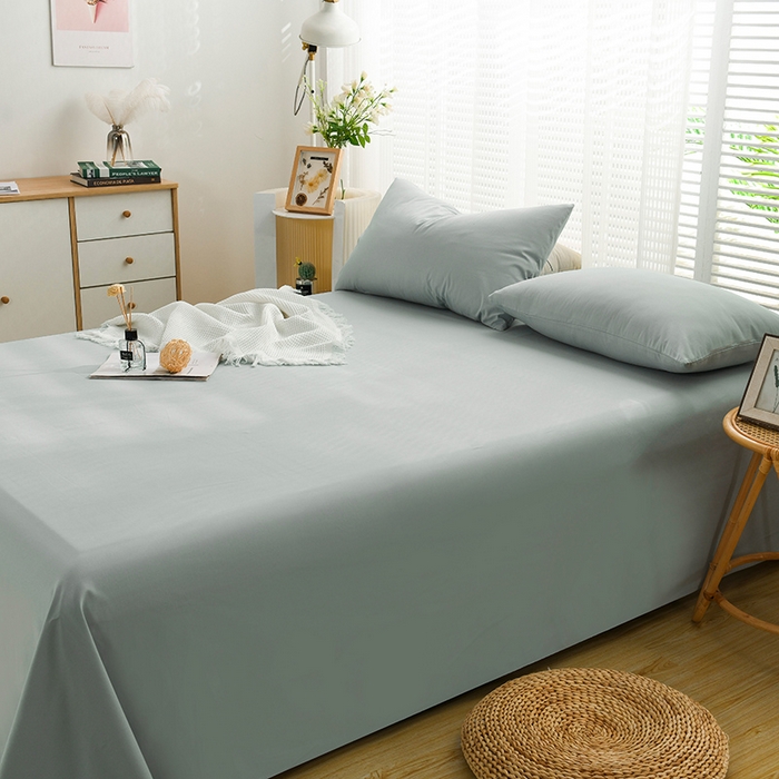 91家纺网 家纺一手货源 找家纺 蓝邻家纺 2025新款全棉纯棉磨毛简约系列单床单 水蓝