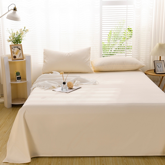 91家纺网 家纺一手货源 找家纺 蓝邻家纺 2025新款全棉纯棉磨毛简约系列单床单 奶油黄