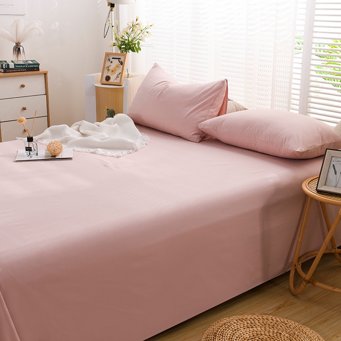 91家纺网 家纺一手货源 找家纺 蓝邻家纺 2025新款全棉纯棉磨毛简约系列单床单 豆沙