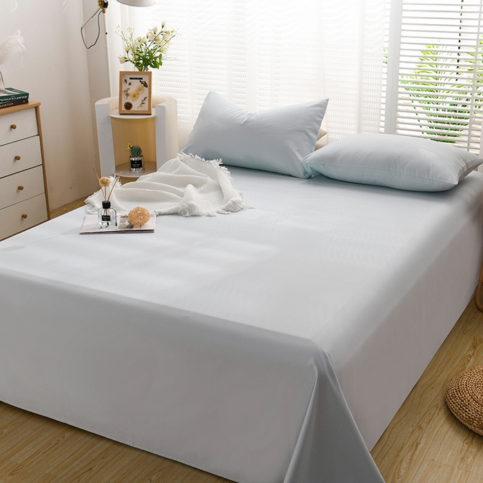 91家纺网 家纺一手货源 找家纺 蓝邻家纺 2025新款全棉纯棉磨毛简约系列单床单 水云蓝