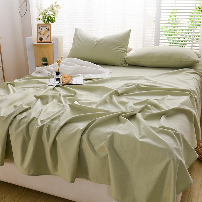 91家纺网 家纺一手货源 找家纺 蓝邻家纺 2025新款全棉纯棉磨毛简约系列单床单 青绿