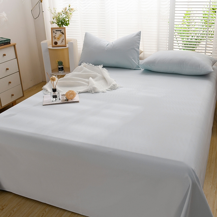 91家纺网 家纺一手货源 找家纺 蓝邻家纺 2025新款全棉纯棉磨毛简约系列单床单 水云蓝