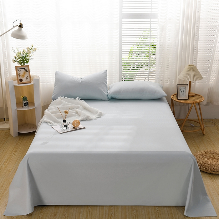 91家纺网 家纺一手货源 找家纺 蓝邻家纺 2025新款全棉纯棉磨毛简约系列单床单 水云蓝