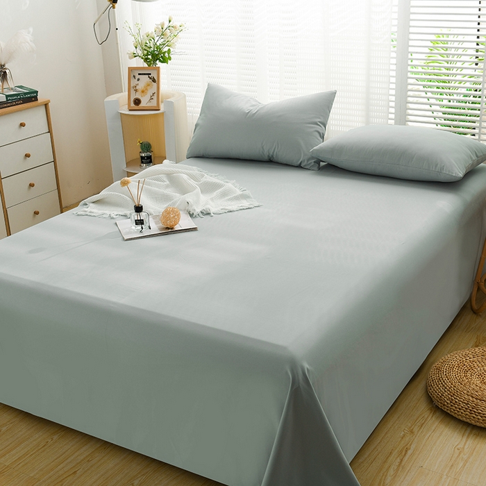 91家纺网 家纺一手货源 找家纺 蓝邻家纺 2025新款全棉纯棉磨毛简约系列单床单 水蓝