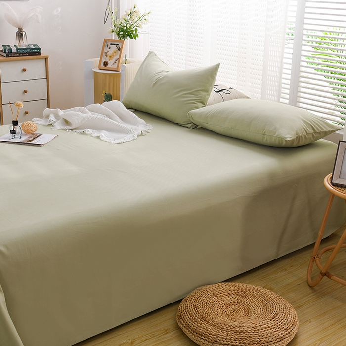 91家纺网 家纺一手货源 找家纺 蓝邻家纺 2025新款全棉纯棉磨毛简约系列单床单 青绿