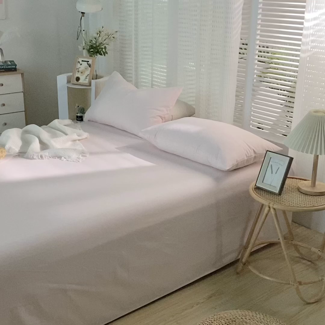 91家纺网 家纺一手货源 找家纺 蓝邻家纺 2025新款全棉纯棉磨毛简约系列单床单 桃花粉