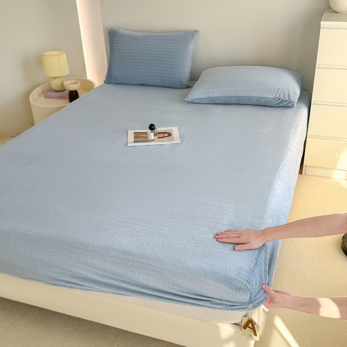 91家纺网 家纺一手货源 找家纺 小叮当家纺仓储工厂店 2025新款韩国绒阳离子绒单件床笠单品床笠单床笠 阳离子绒-蓝色