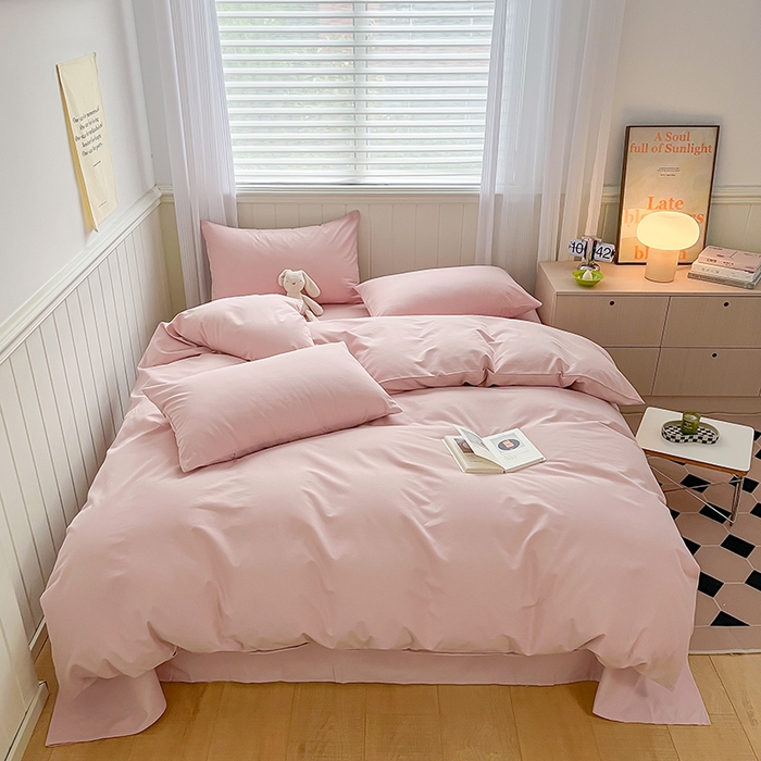 91家纺网 家纺一手货源 找家纺 蓝邻家纺 2025新款全棉纯棉磨毛简约系列单被套 豆沙