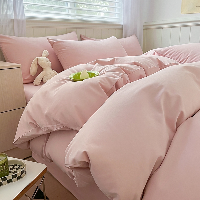 91家纺网 家纺一手货源 找家纺 蓝邻家纺 2025新款全棉纯棉磨毛简约系列单被套 豆沙