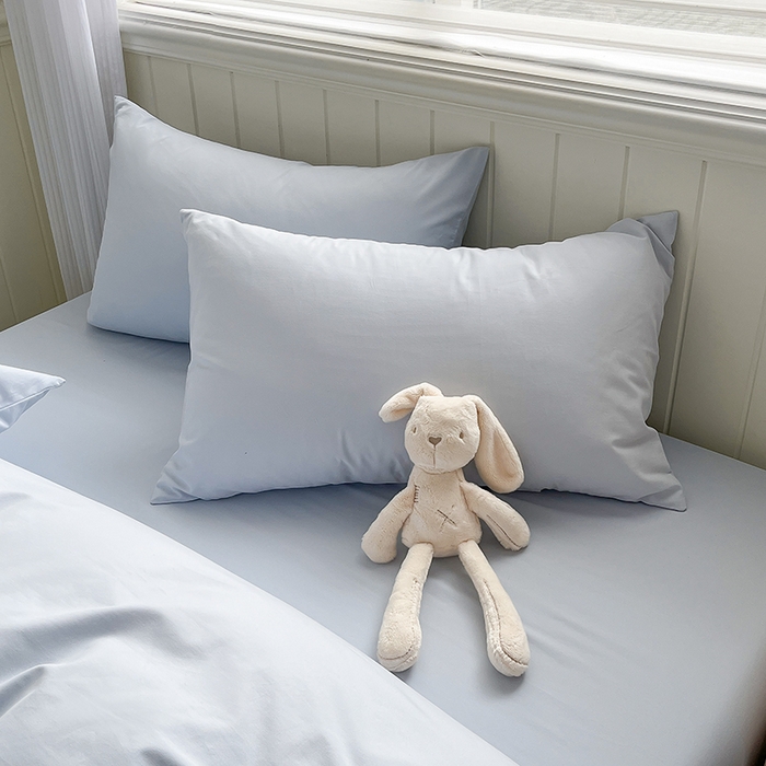 91家纺网 家纺一手货源 找家纺 蓝邻家纺 2025新款全棉纯棉磨毛简约系列单被套 水云蓝