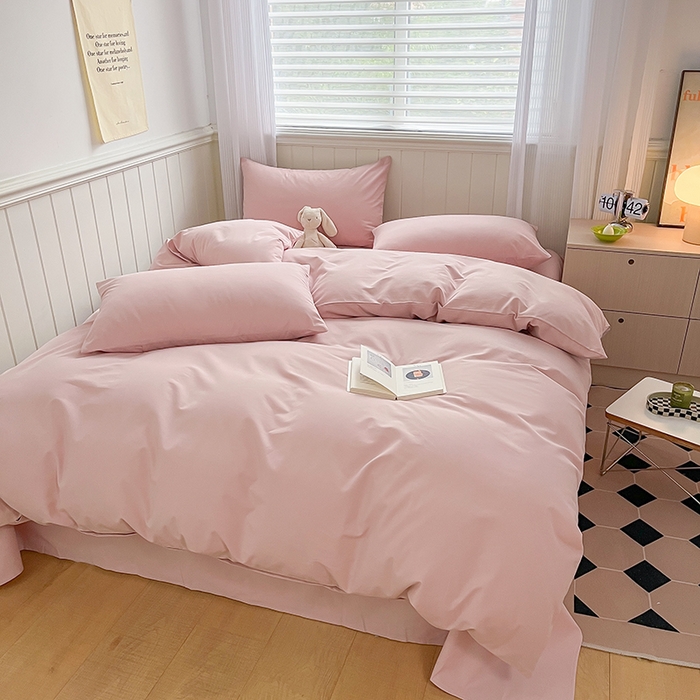 91家纺网 家纺一手货源 找家纺 蓝邻家纺 2025新款全棉纯棉磨毛简约系列单被套 豆沙