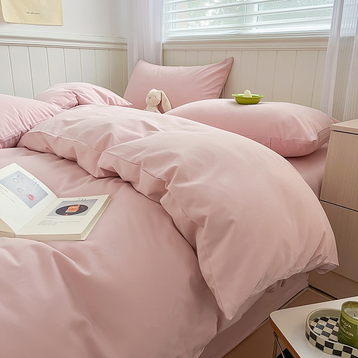 91家纺网 家纺一手货源 找家纺 蓝邻家纺 2025新款全棉纯棉磨毛简约系列单被套 豆沙