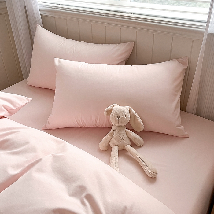 91家纺网 家纺一手货源 找家纺 蓝邻家纺 2025新款全棉纯棉磨毛简约系列单被套 桃花粉