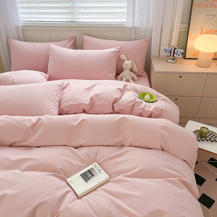 91家纺网 家纺一手货源 找家纺 蓝邻家纺 2025新款全棉纯棉磨毛简约系列单被套 豆沙