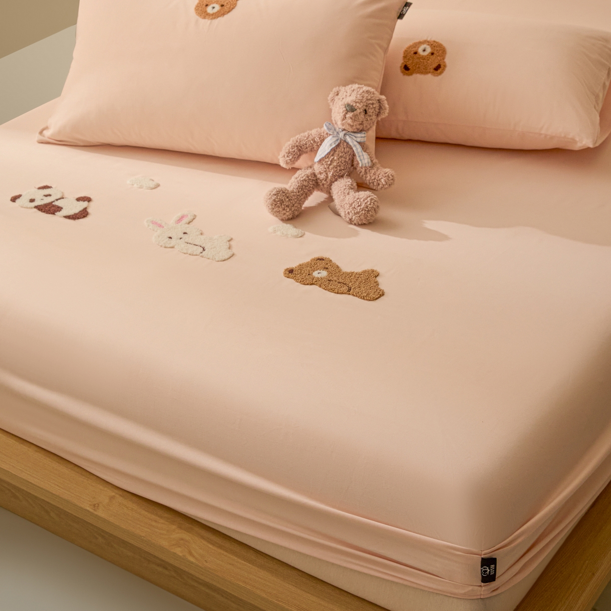 91家纺网 家纺一手货源 找家纺 锦觅 2025新款100S全棉长绒棉陶瓷磨毛绣花纯色单品床笠三件套 好朋友（温暖玉）