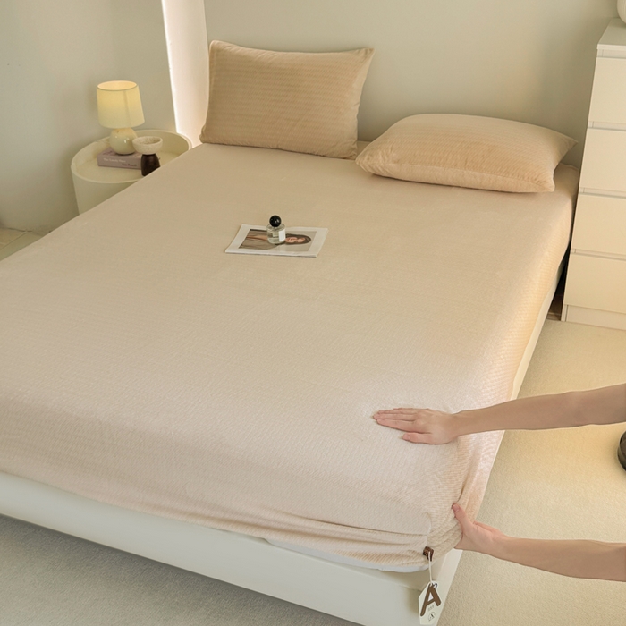 91家纺网 家纺一手货源 找家纺 小叮当家纺仓储工厂店 2025新款韩国绒阳离子绒单件床笠单品床笠单床笠 阳离子绒-杏色