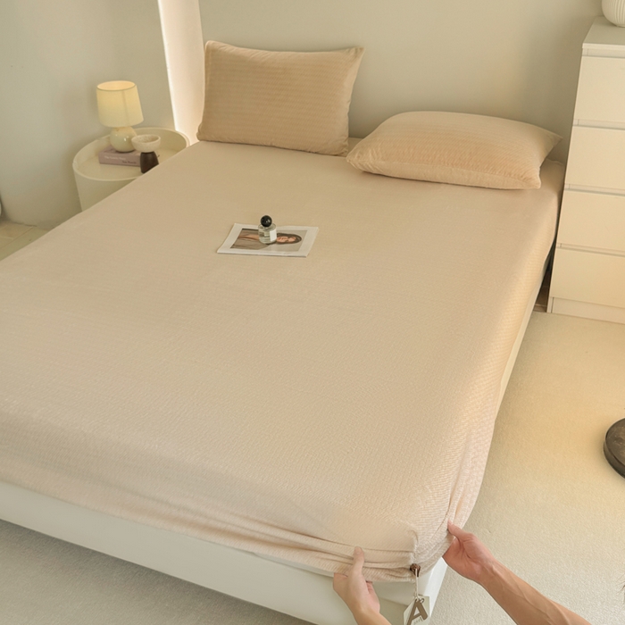 91家纺网 家纺一手货源 找家纺 小叮当家纺仓储工厂店 2025新款韩国绒阳离子绒单件床笠单品床笠单床笠 阳离子绒-杏色