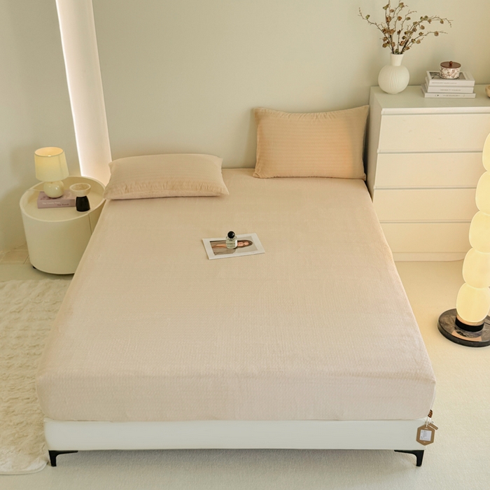 91家纺网 家纺一手货源 找家纺 小叮当家纺仓储工厂店 2025新款韩国绒阳离子绒单件床笠单品床笠单床笠 阳离子绒-杏色