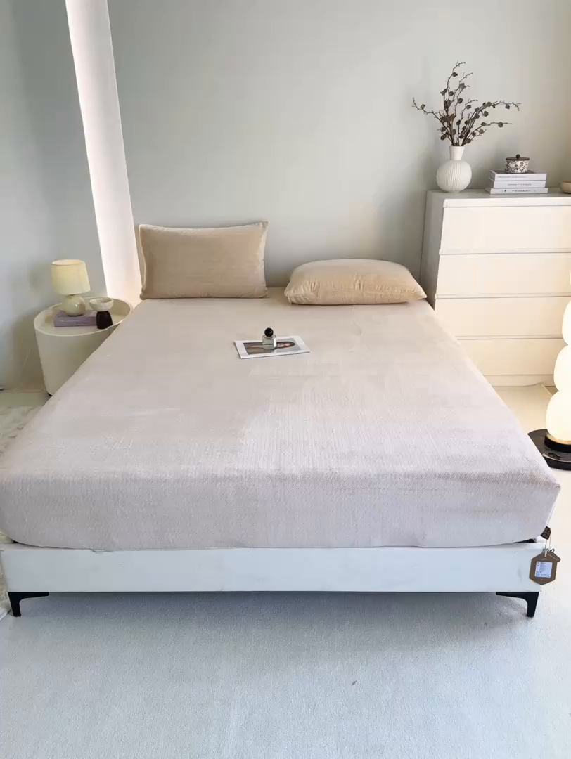 91家纺网 家纺一手货源 找家纺 小叮当家纺仓储工厂店 2025新款韩国绒阳离子绒单件床笠单品床笠单床笠 阳离子绒-杏色