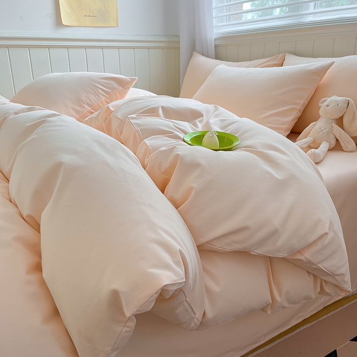 91家纺网 家纺一手货源 找家纺 蓝邻家纺 2025新款A类全棉纯棉水洗棉纯色贴标系列四件套-风格二 星辰灰