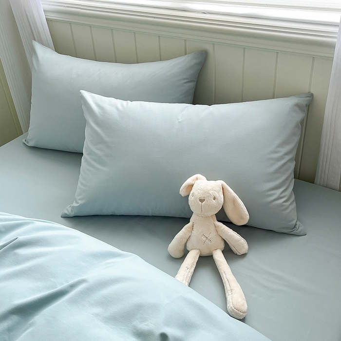 91家纺网 家纺一手货源 找家纺 蓝邻家纺 2025新款全棉纯棉磨毛简约系列四件套 水蓝