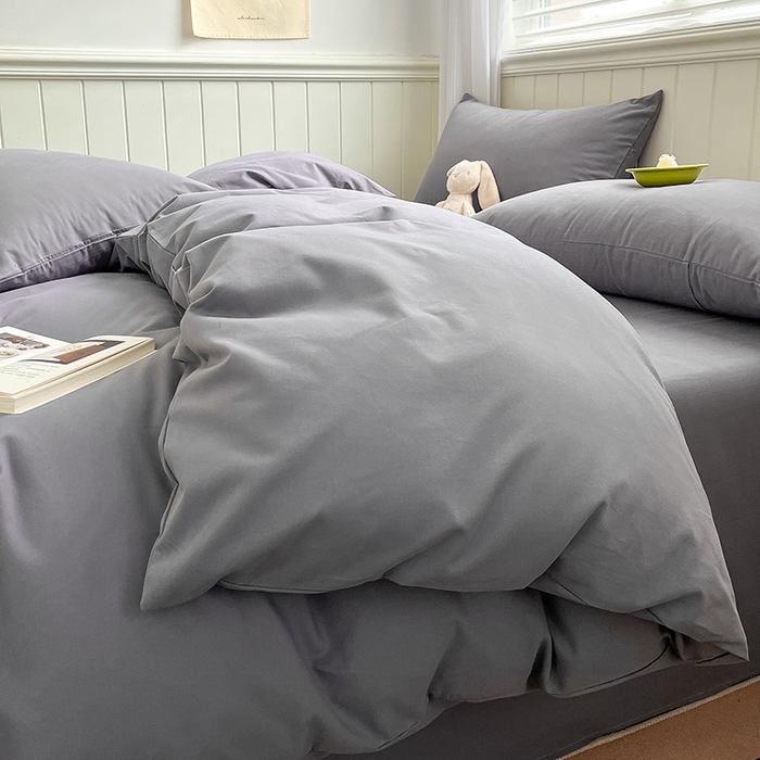 91家纺网 家纺一手货源 找家纺 蓝邻家纺 2025新款全棉纯棉磨毛简约系列四件套 蓝莓