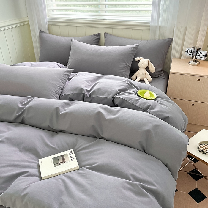 91家纺网 家纺一手货源 找家纺 蓝邻家纺 2025新款全棉纯棉磨毛简约系列四件套 蓝莓