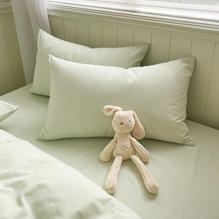 91家纺网 家纺一手货源 找家纺 蓝邻家纺 2025新款全棉纯棉磨毛简约系列四件套 清新绿