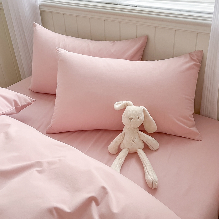 91家纺网 家纺一手货源 找家纺 蓝邻家纺 2025新款全棉纯棉磨毛简约系列四件套 豆沙