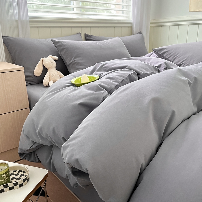 91家纺网 家纺一手货源 找家纺 蓝邻家纺 2025新款全棉纯棉磨毛简约系列四件套 蓝莓