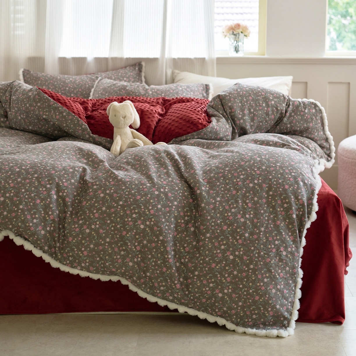 91家纺网 家纺一手货源 找家纺 （总）洋铭区（原狠狠爱） 2025秋冬双层纱毛球球+豆豆绒四件套系列